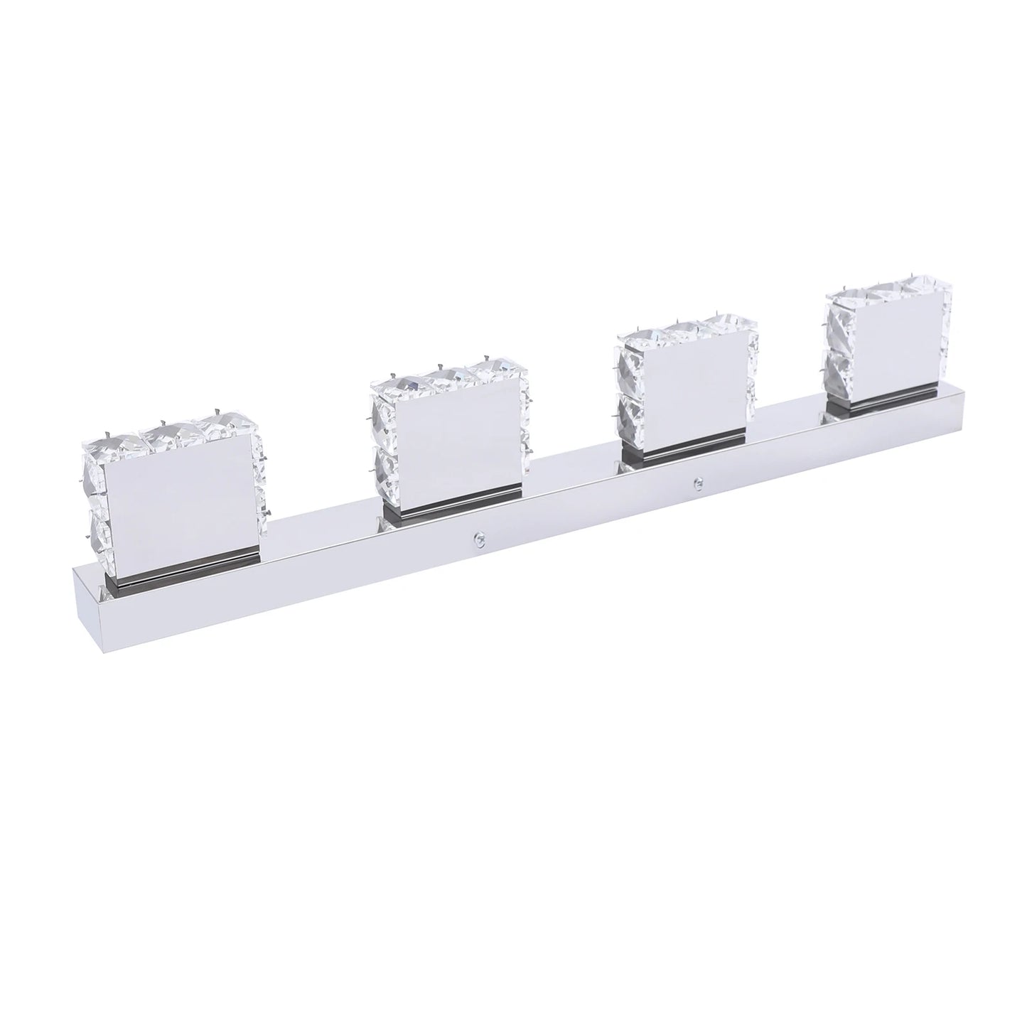 4-Head Crystal Mirror Light Modern Bathroom Makeup Light Long Waterproof Wall Lamp LED Wall Fixtures Sconce, White