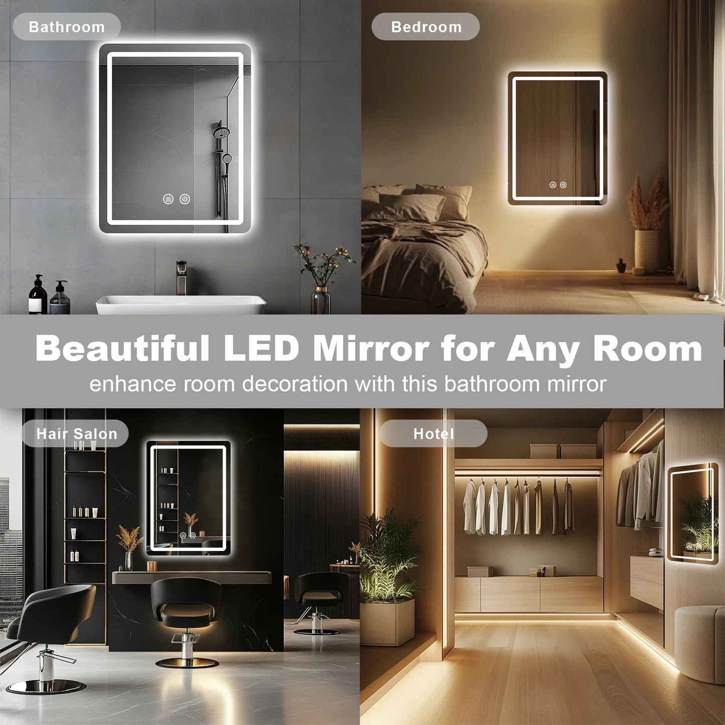 MYGIIVOVO LED Backlit Fogless Demister Bathroom Vanity Mirror