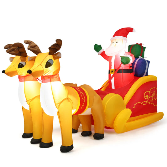 LIFEZEAL Inflatable Christmas Santa Sleigh With Reindeer Outdoor Decoration