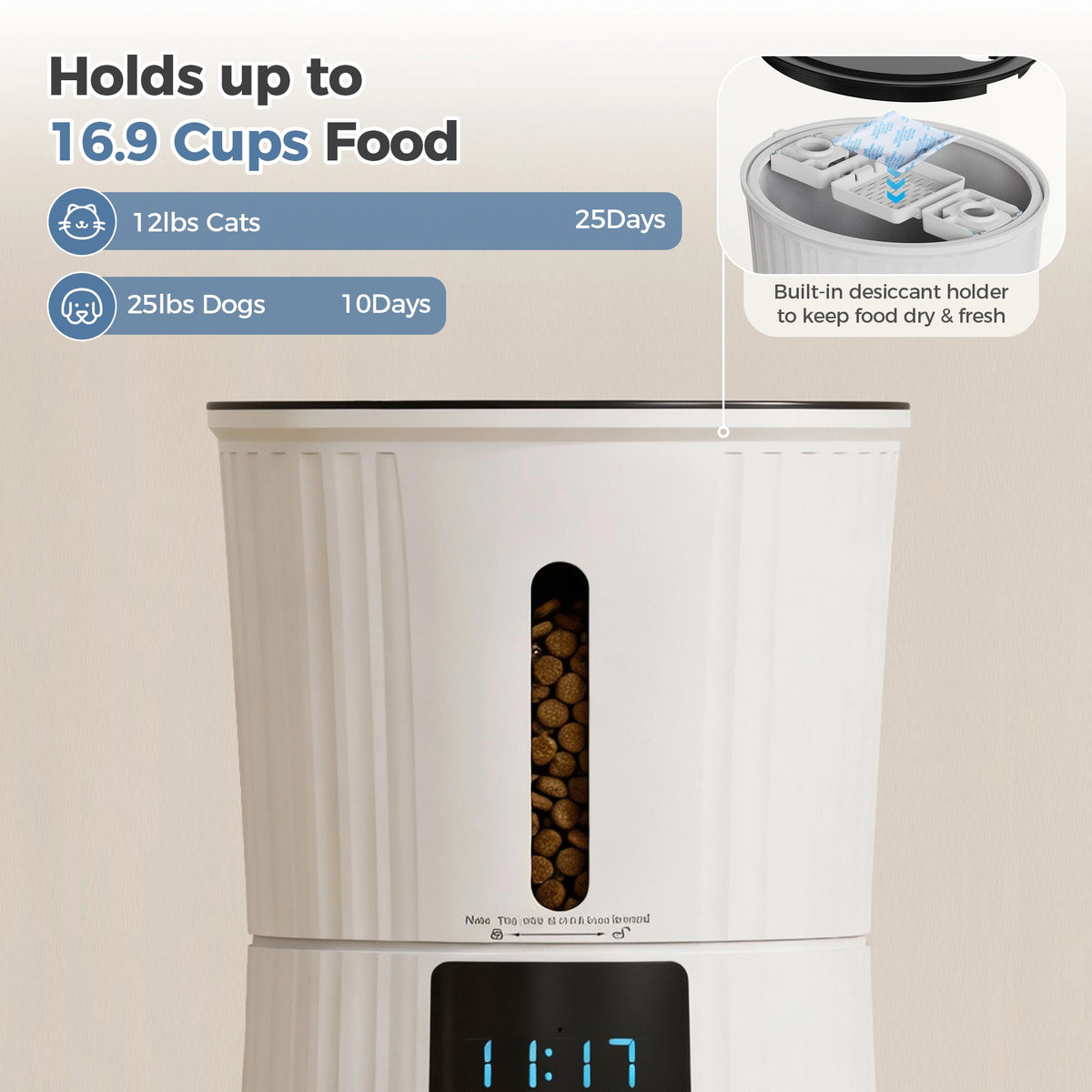 JHK Automatic WiFi Cat Feeder With App Control Timed Feeding