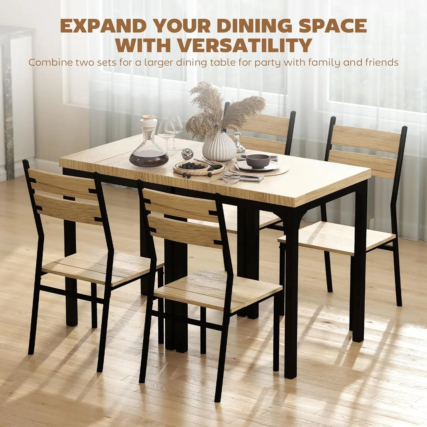 3 Piece Dining Table Set for 2 Modern Kitchen Chairs