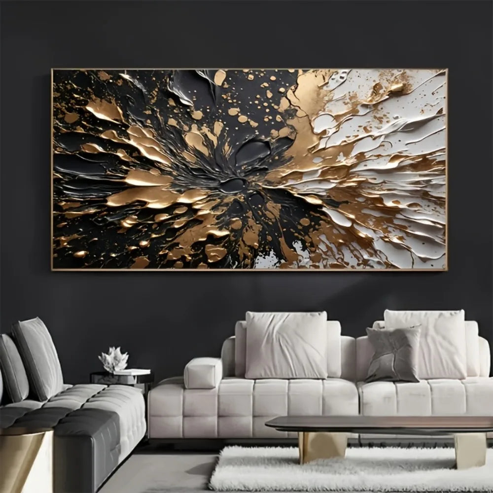 Modern Abstract Ink Splash Wall Mural In Pine Wood Frame
