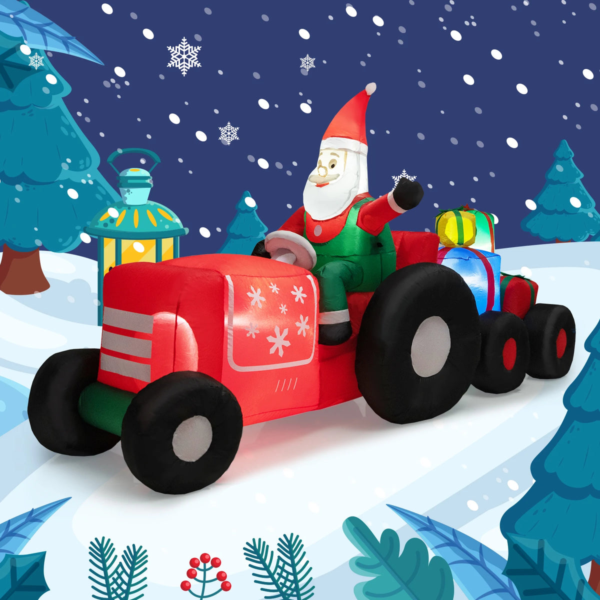 LIFEZEAL Christmas Inflatable Santa Decoration With Gifts And LED Lights