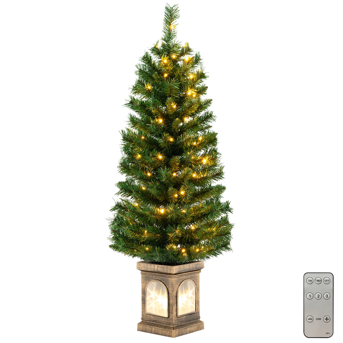 LIFEZEAL Prelit Potted Christmas Tree With Warm LED Lights