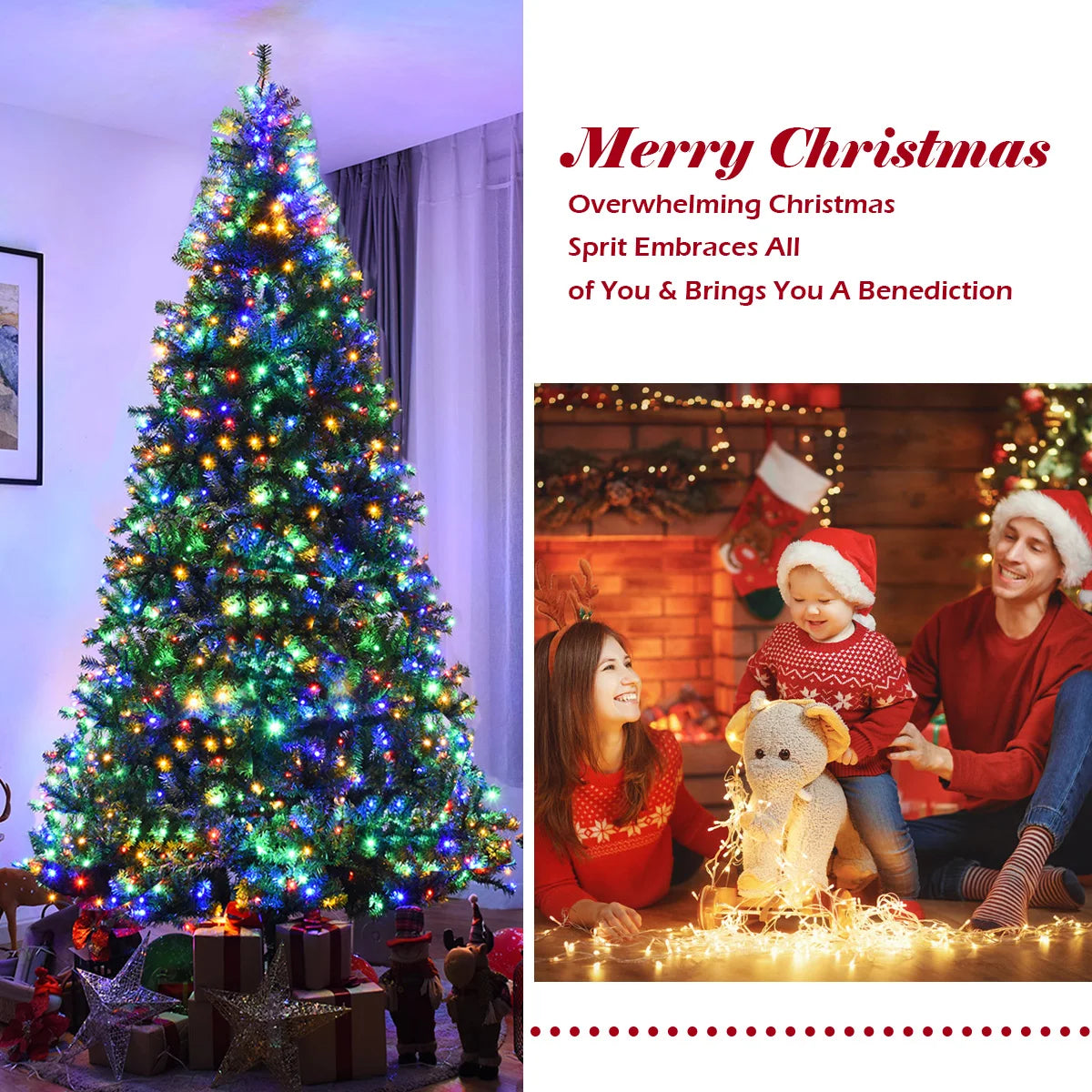 MULTIGOT Prelit Artificial Christmas Tree With LED Lights