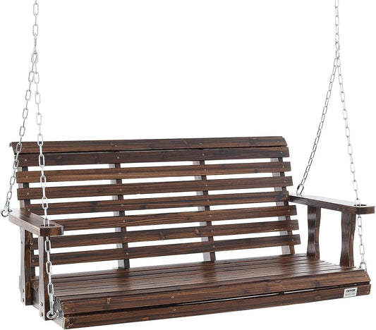 Outdoor Wooden Porch Swing Heavy Duty Hanging Bench Chair Patio