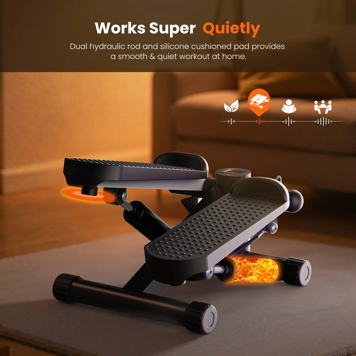 Home Cardio Mini Stepper With Resistance Bands and LCD Monitor