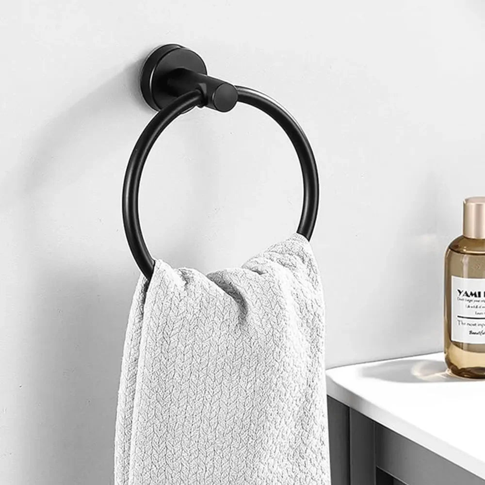Eight-Piece Stainless Steel Bathroom Hardware Set With Towel Bar