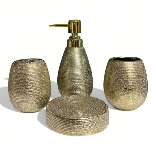 Ceramic Bathroom Accessories Set Soap Tray Lotion Dispenser Tumbler