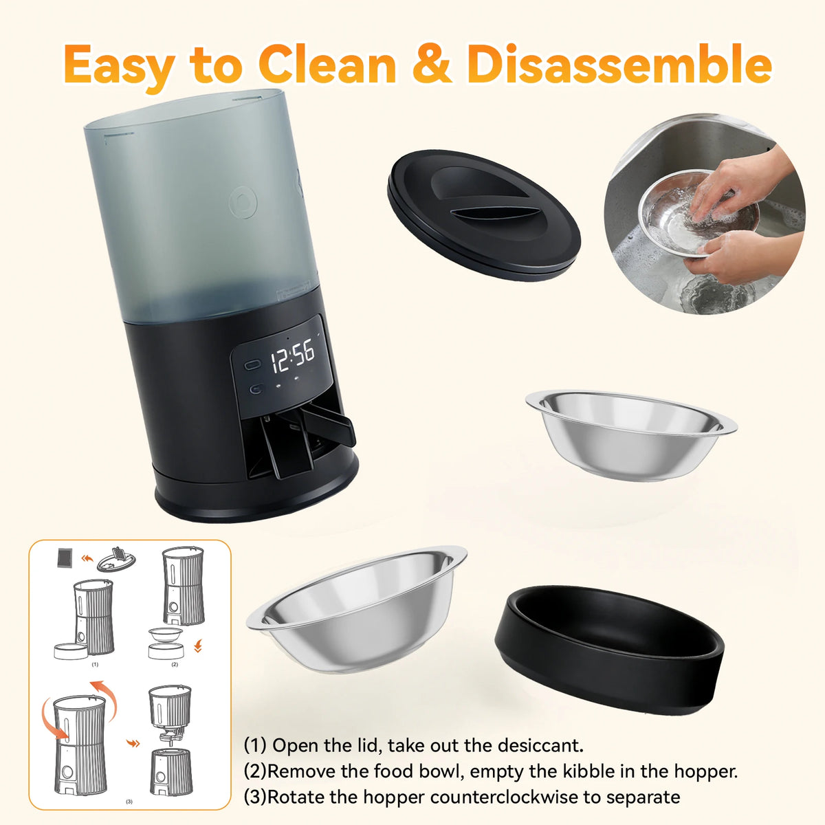 Automatic Cat Feeder With Dual Stainless Bowls And Timed Feeding