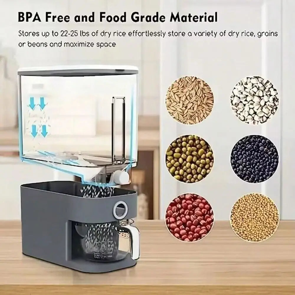 1 Set Rice Dispenser, 22-25 Lbs Rice Container With Measuring Cup, Upgraded Built-In Fresh Box, Cereal Dispenser Storage With L