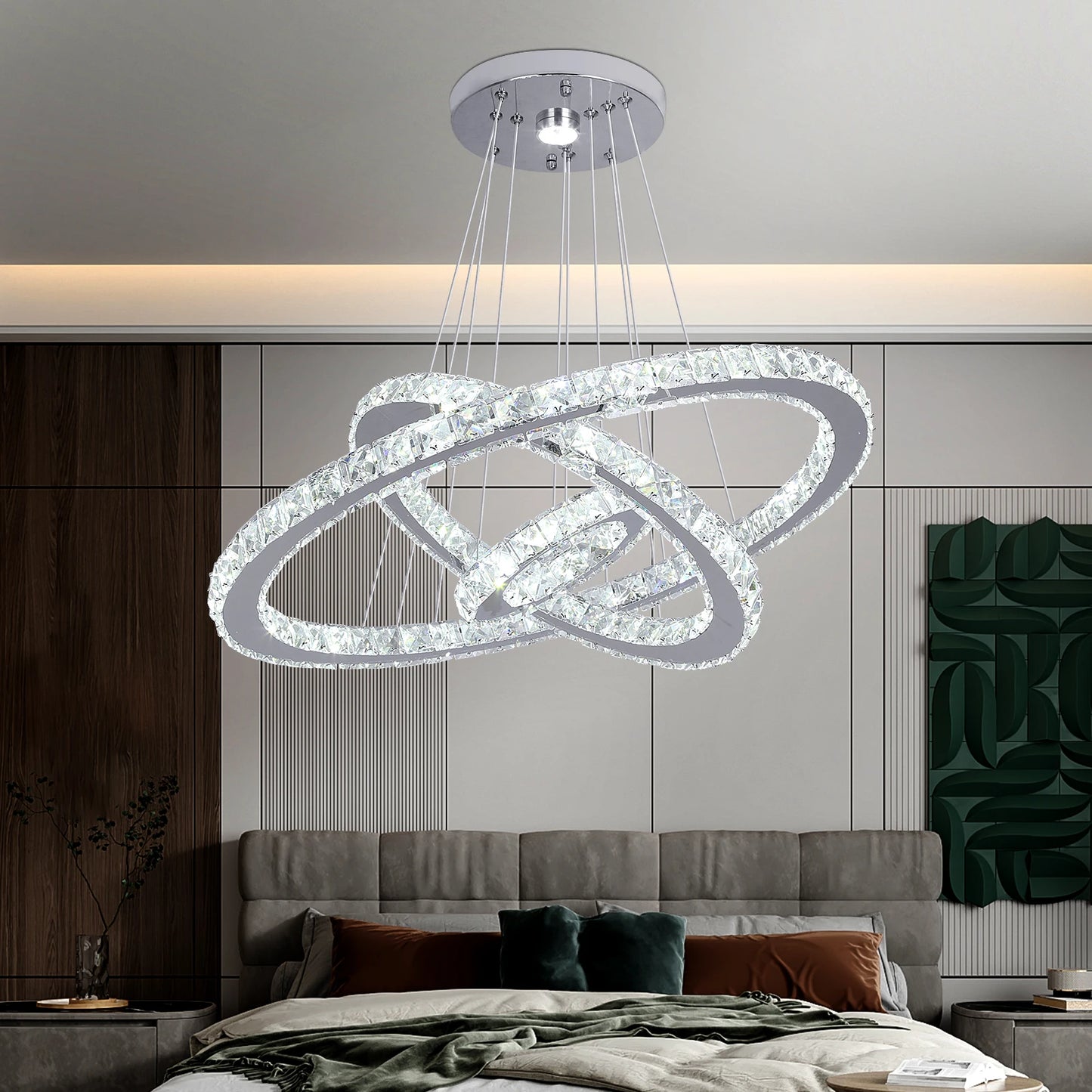 VETRULUS Crystal Ceiling Chandelier Three Ring Lighting