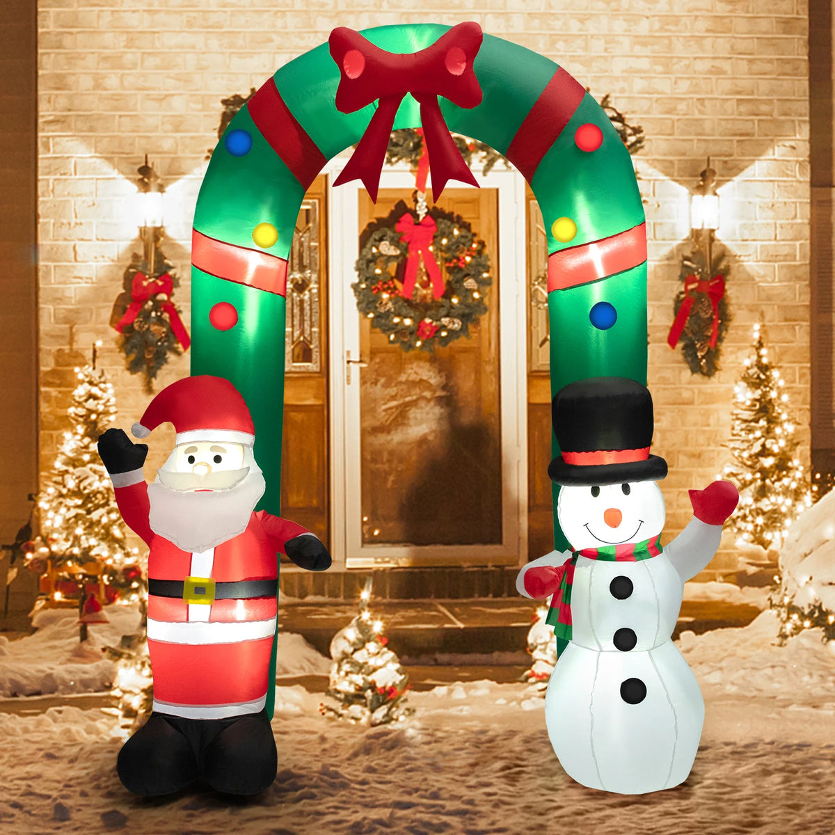 LIFEZEAL Christmas Inflatable Santa Claus and Snowman Archway Decoration