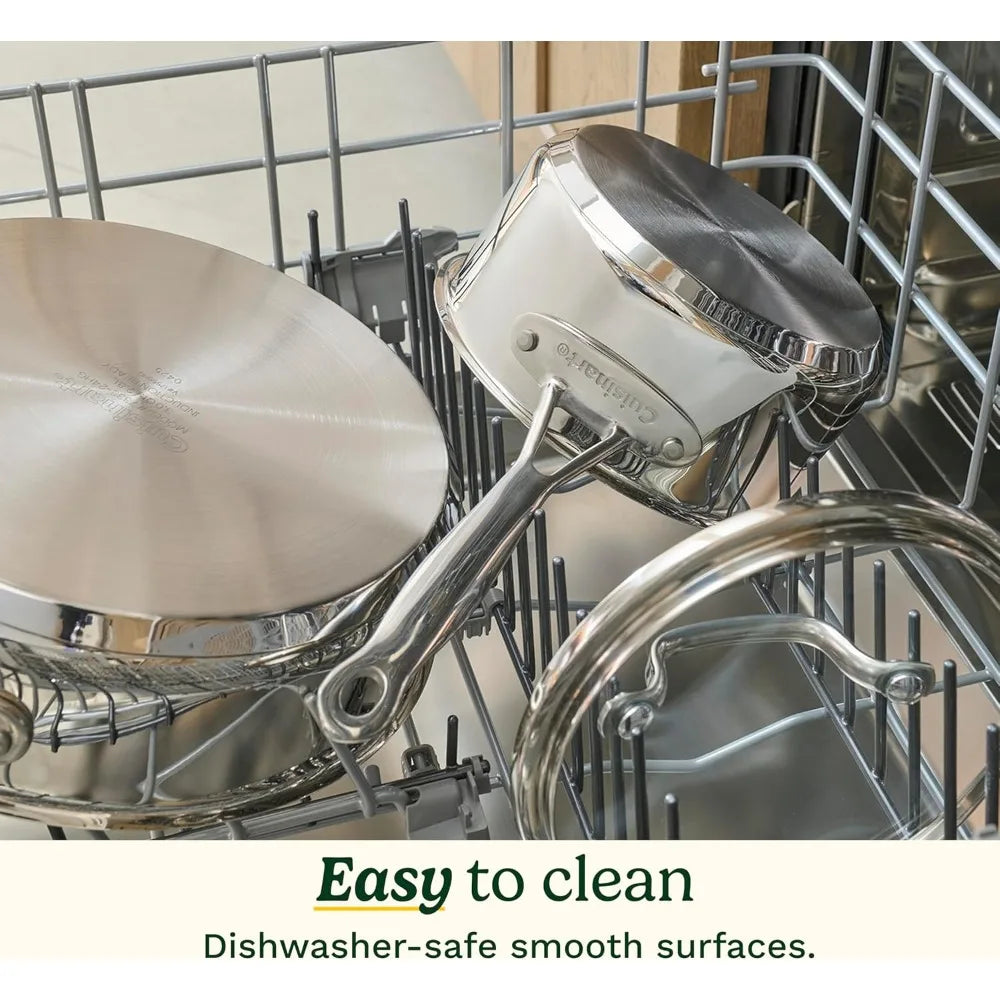 Stainless Steel 11-Piece Cookware Set Aluminum-Clad Base