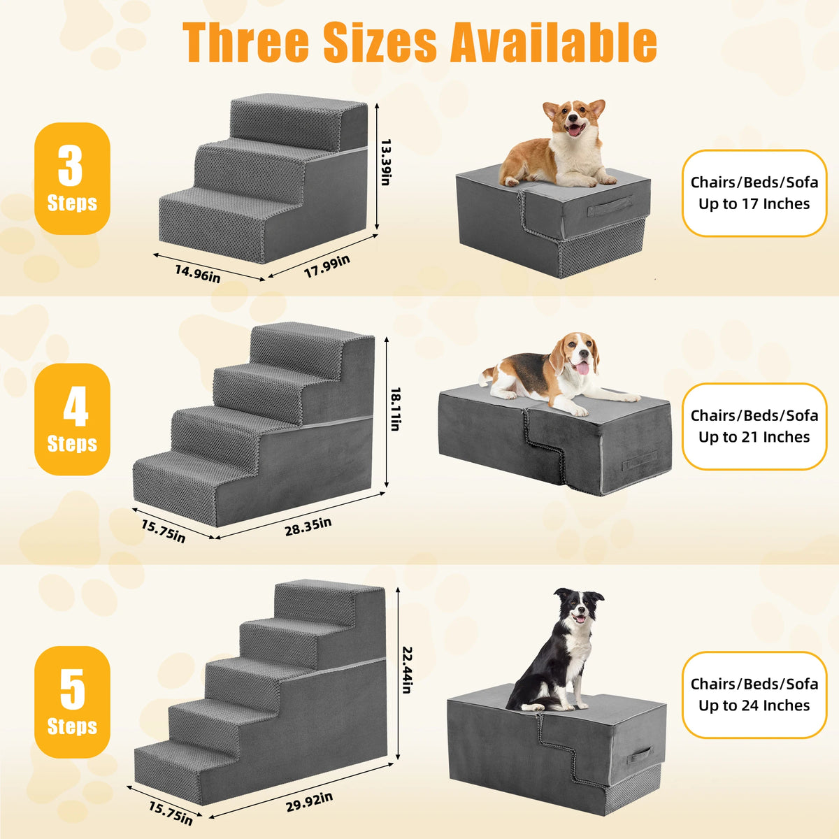 JHK Non Slip Curved Foam Stairs Ramp for Indoor Dogs