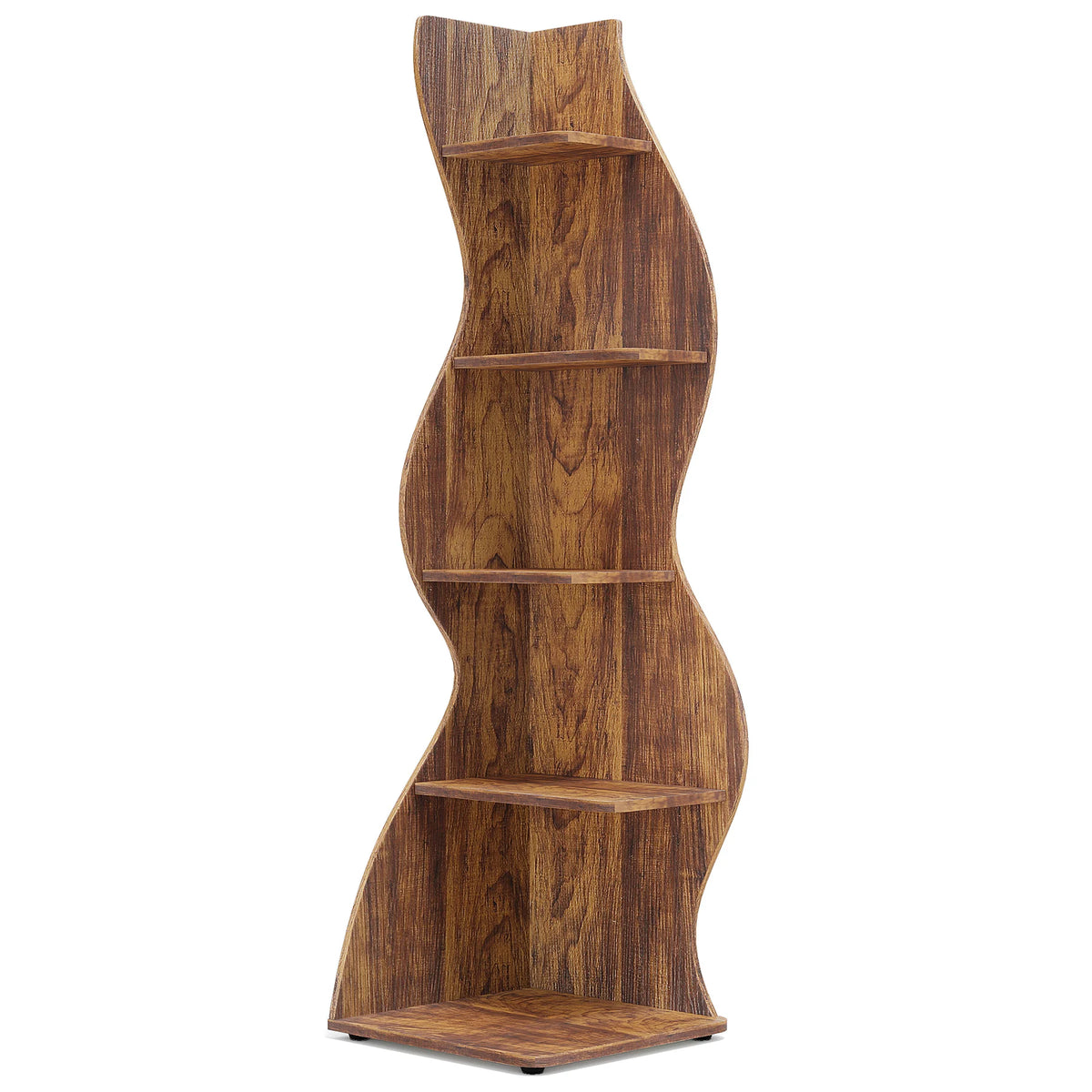 Tribesigns Modern Corner Bookshelf, Five Tier Wall Storage Shelf