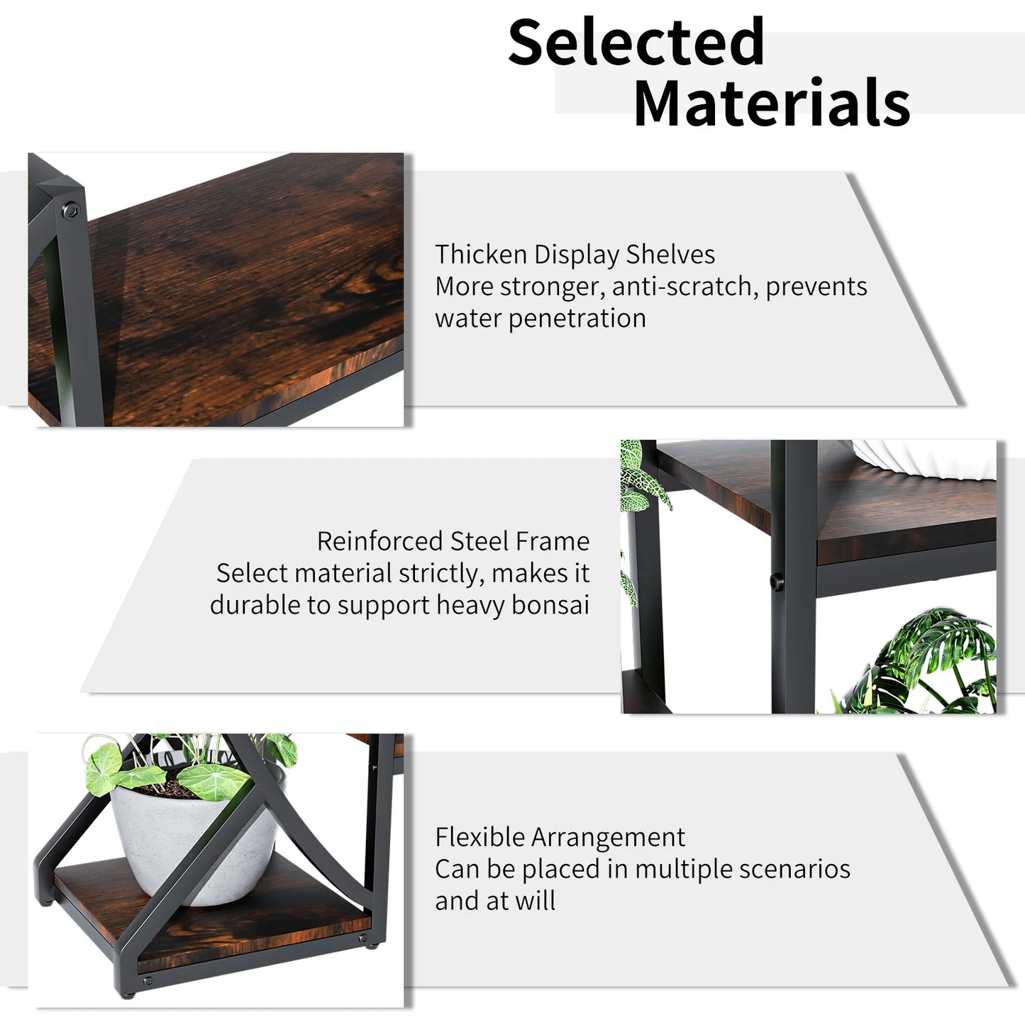 Wisfor Oval Bookshelf, Plant Stand 5 Tier Etagere Bookcase, Half-Moon Shaped Industrial Display Shelves for Living Room
