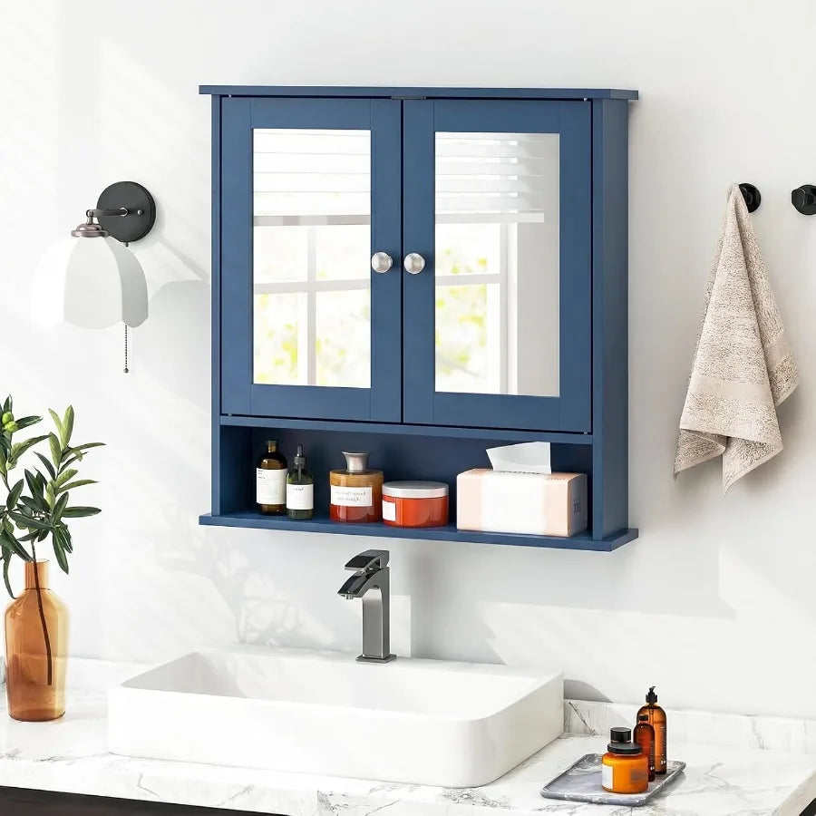 XIUWO Wall Mounted Bathroom Medicine Cabinet With Mirror