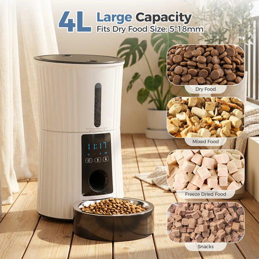 JHK Automatic WiFi Cat Feeder With App Control Timed Feeding