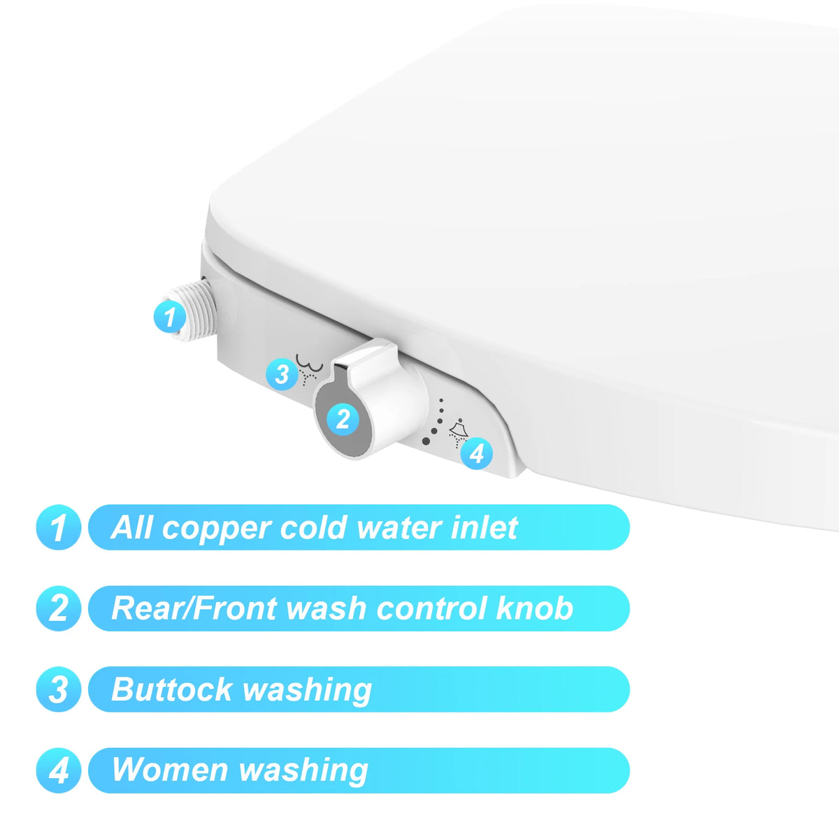 Bidet Toilet Seat, Premium Non-Electric Round Bidet Toilet Seats with Dual Nozzle, Perfect for Personal Hygiene and Comfort