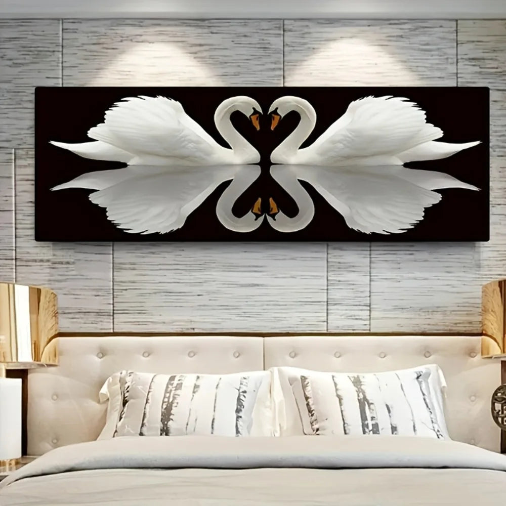 A Whooper Swan poster: Art animal print home decor suitable for the interior, 1.5 inch thick pine solid wood frame