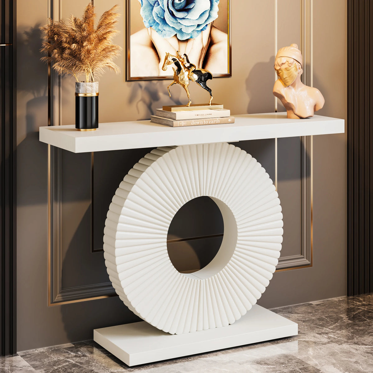 Tribesigns Modern Console Table With Geometric Base