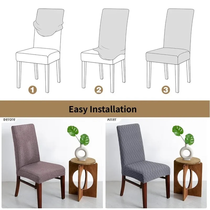 NONECN Jacquard Chair Cover Set Diamond Pattern Elastic Slipcovers