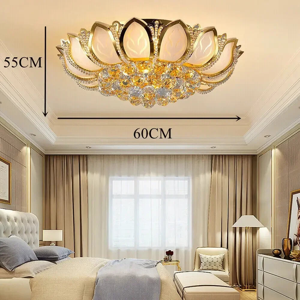 Flower Shaped Crystal Chandelier E12 Base 110V Ceiling Lamp