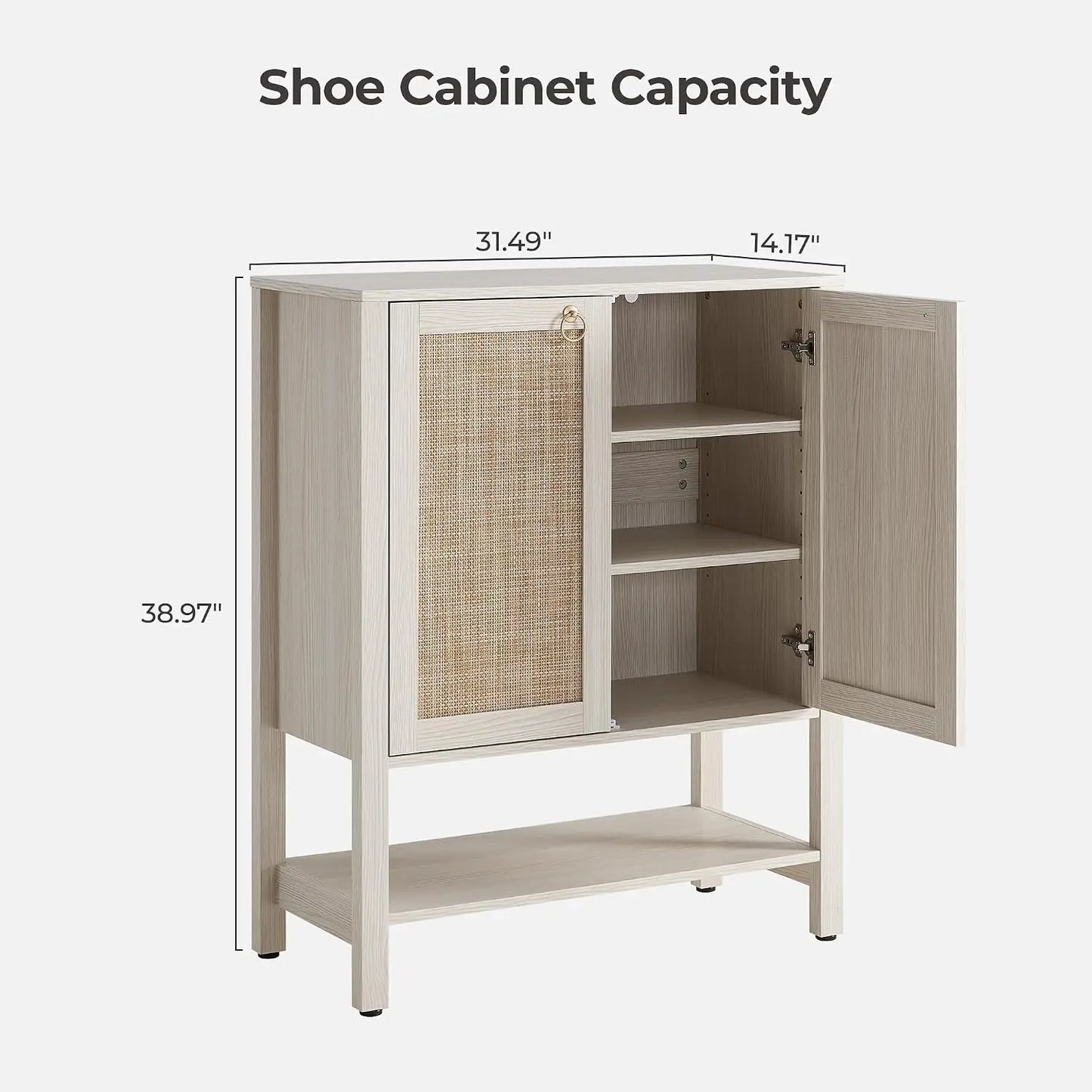 Shoe Storage Cabinet for Entryway - 5 Tier Rattan Entry Shoe Organizer Cabinet with Shelves & Doors, 2 Pieces, Customized