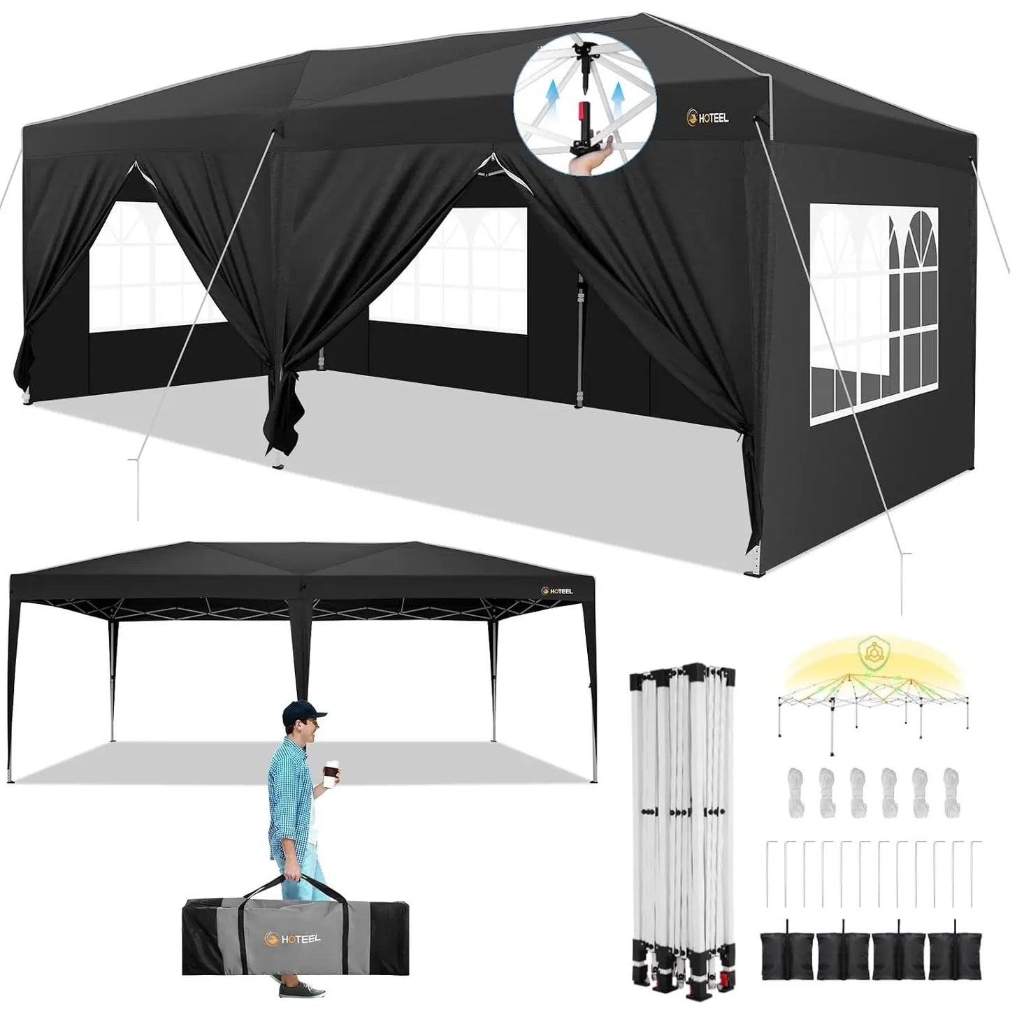 10x15 Hardtop Gazebo with Flame-Retardant Curtain & Netting, Hot Tub Gazebo with Galvanized Steel Double Roof, Heavy, Custom
