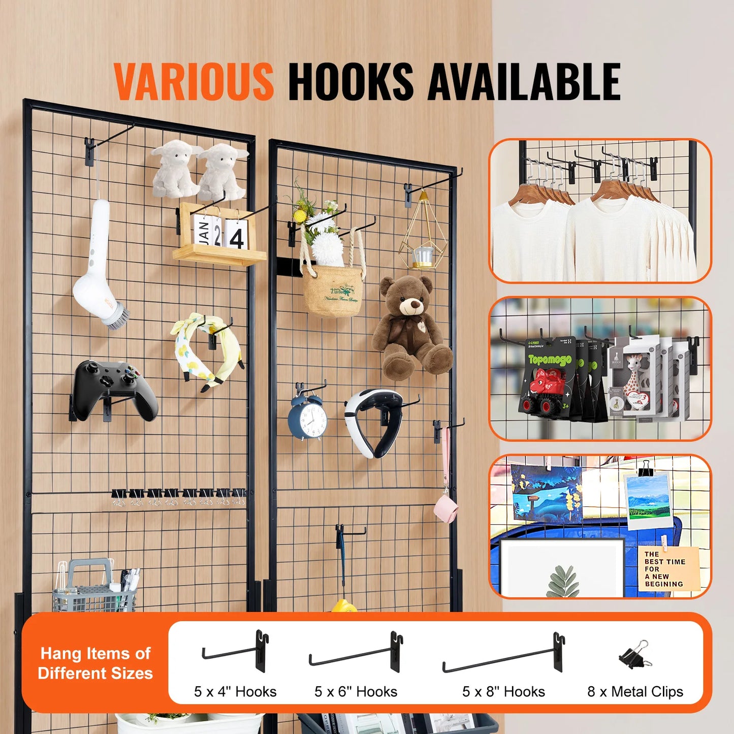 SucceBuy Grid Wall Panels Double Side Gridwall Display Racks
