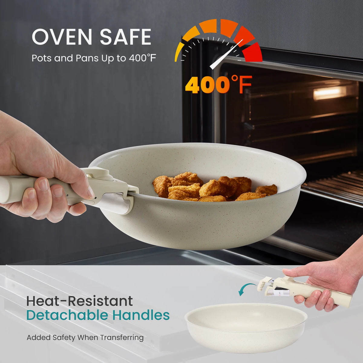 Nonstick Granite Pots And Pans Set With Induction Detachable Handles