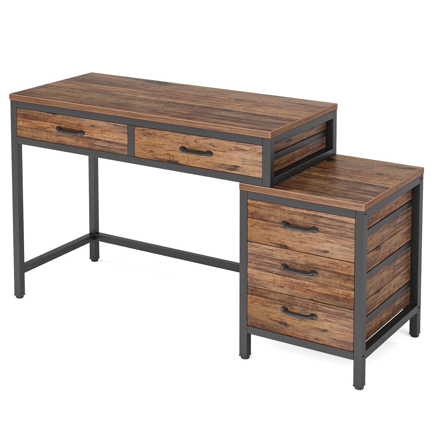 Tribesigns Industrial Computer Desk With Three Drawers And Storage