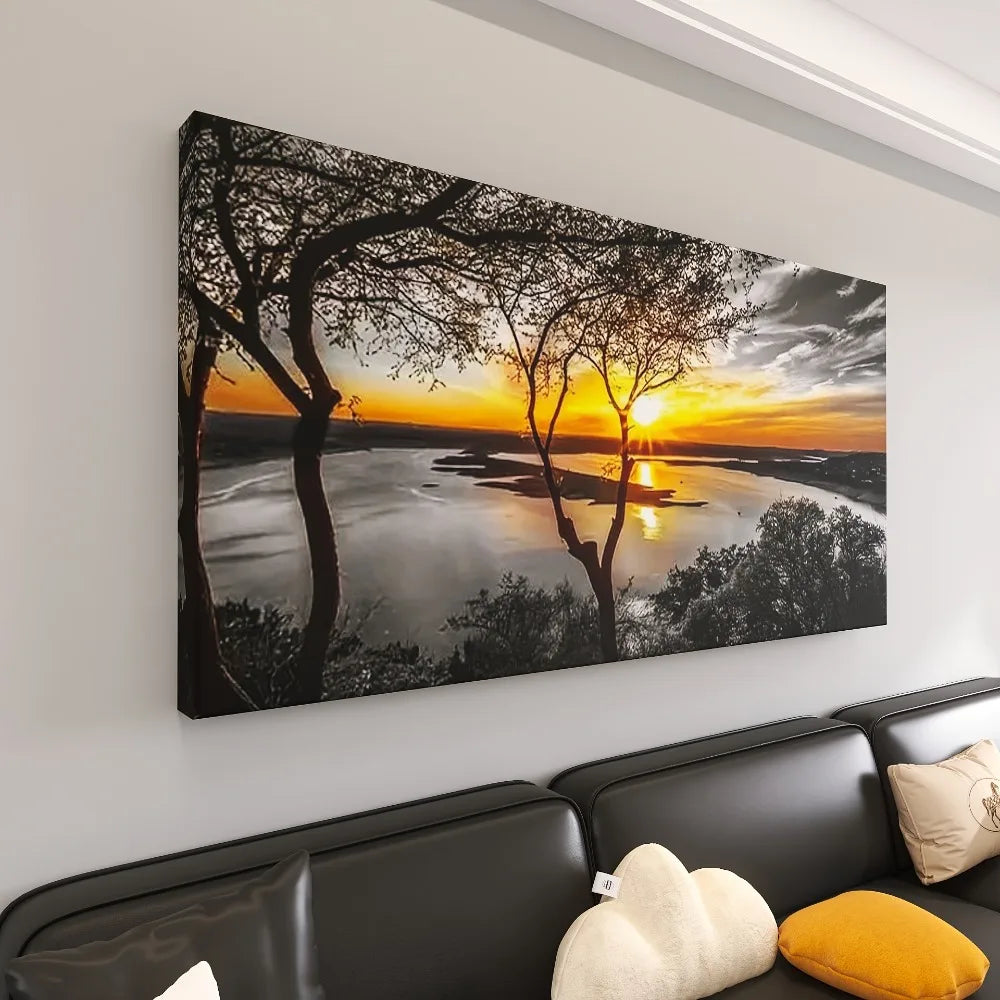 Sunset Landscape Art - High quality forest scenery, 1.5 inches thick, suitable for interior decoration