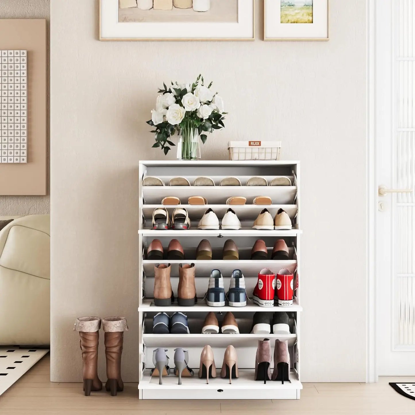 XIAOLANG Shoes Storage Cabinet With 3 Flip Drawers