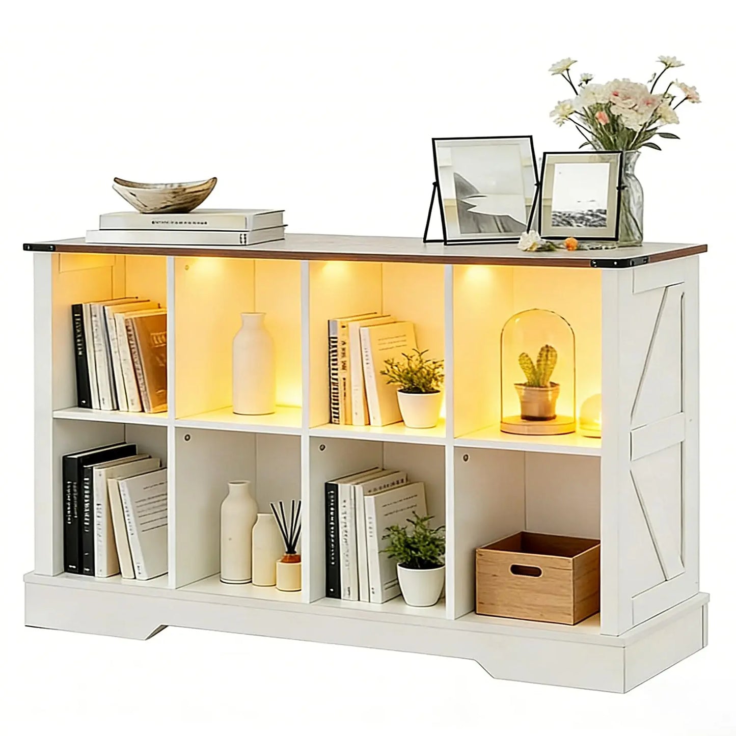 Guangbai Storage Organizer 2 Tier Shelf Led Lights