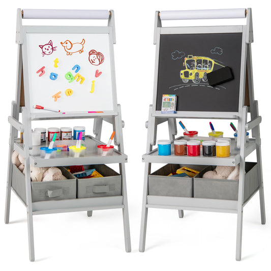 HOMASIS 3-in-1 Kids Art Easel with Magnetic Chalkboard and Whiteboard