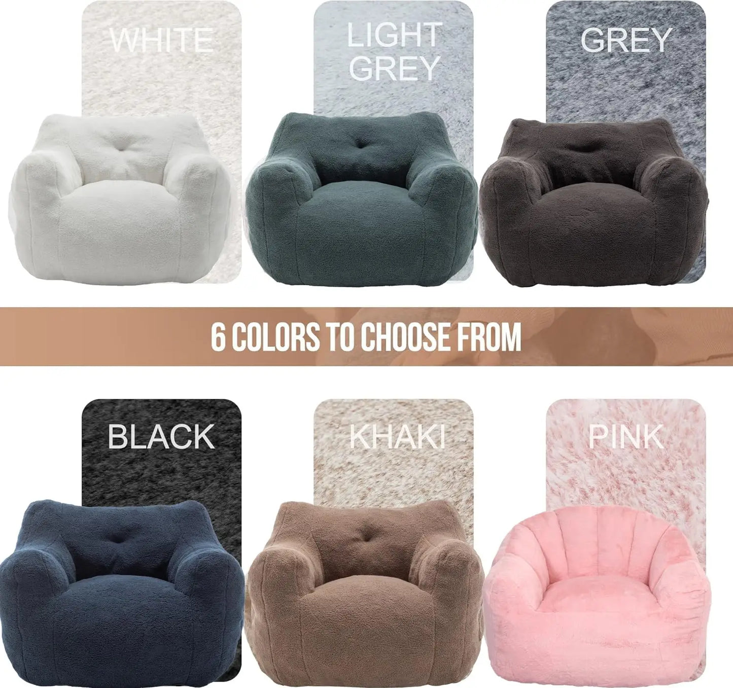 Memory Foam Bean Bag Chair For Adults With Arms FauxFur