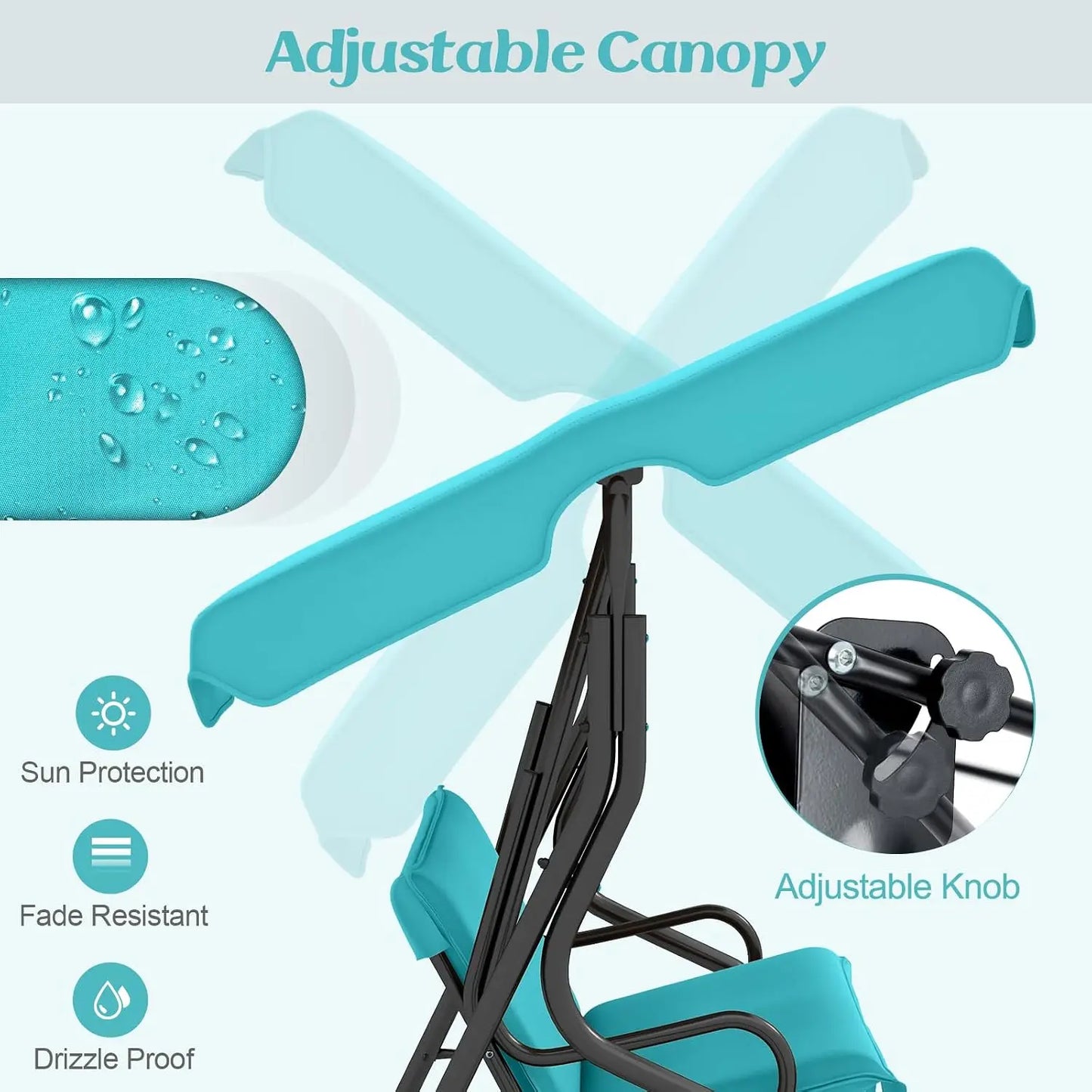 3 Person Porch Swing, Patio with Removable Cushion & Powder-Coated Steel Frame, Outdoor Swing with Canopy for Porch,, Custom