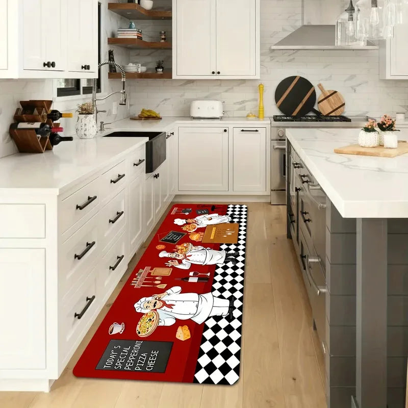 Premium Flannel Farmhouse Kitchen Mat Non Slip Washable Floor Rug