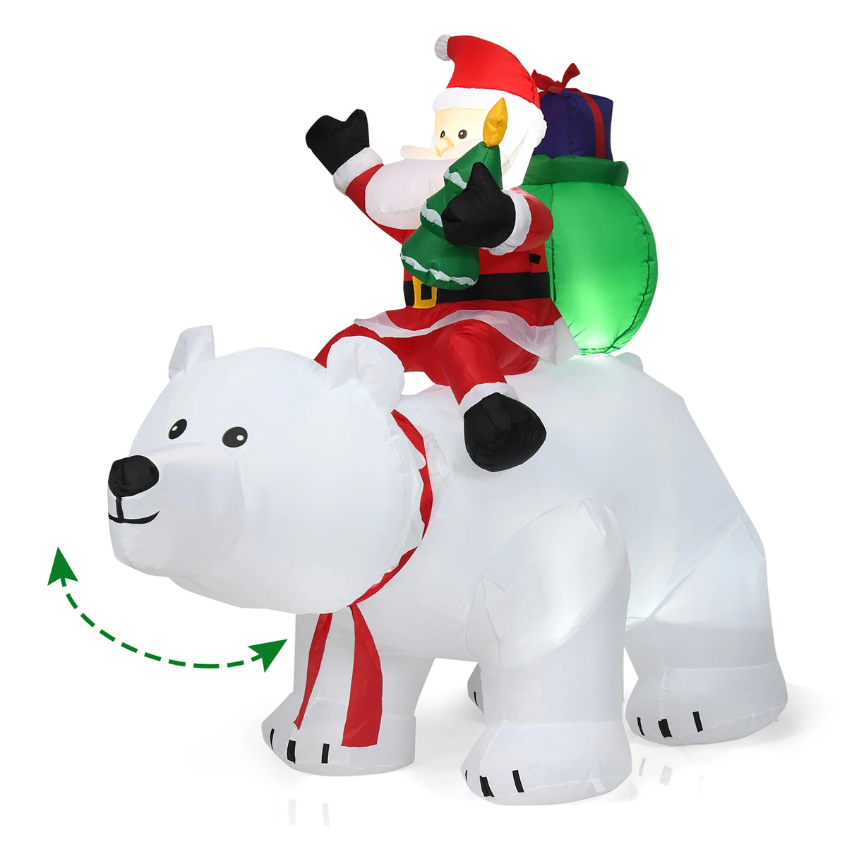 LIFEZEAL Inflatable Santa Riding Polar Bear Christmas Decoration