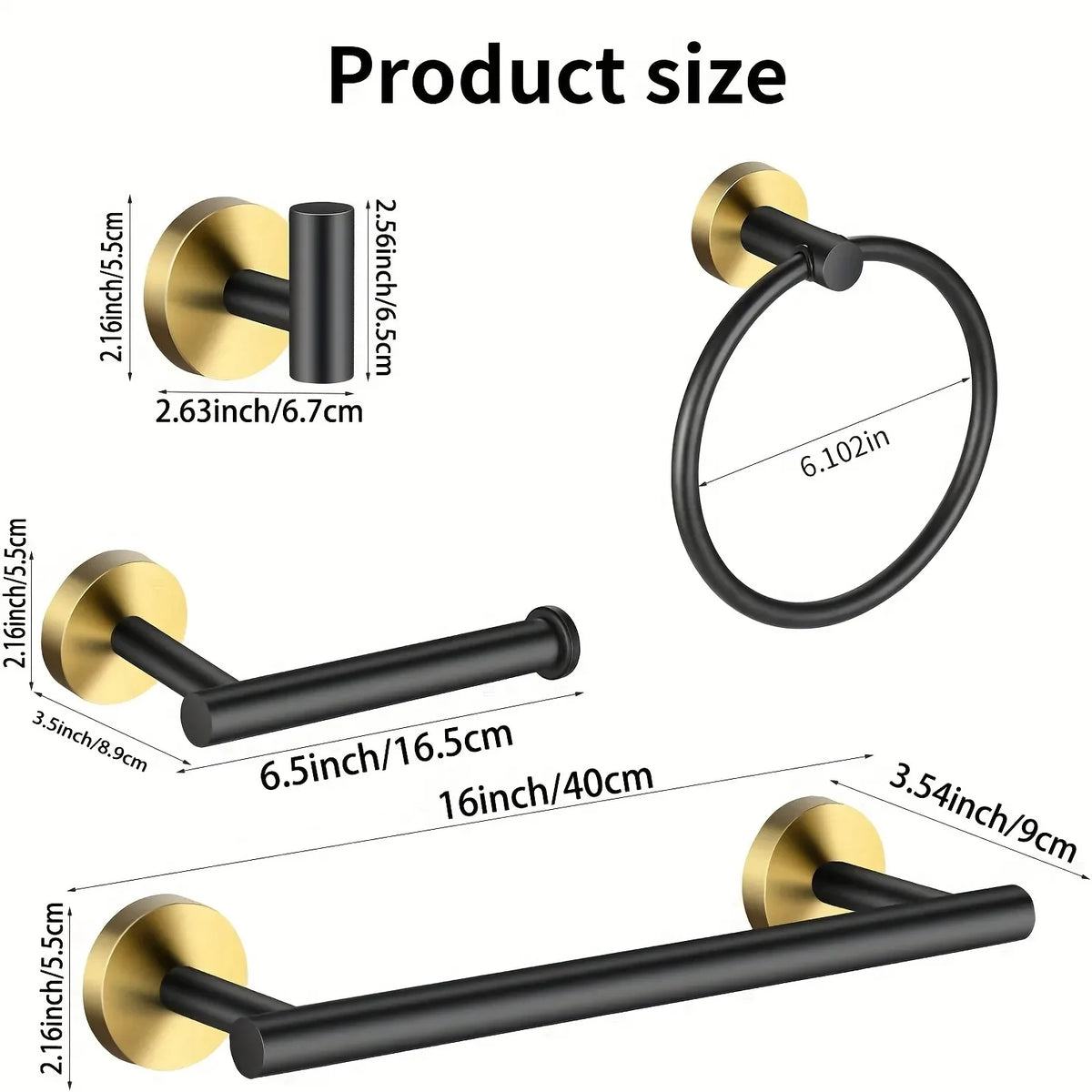 Black Gold Bathroom Hardware Set Accessories Wall Mounted Stainless Steel Towel Bar Towel Ring Toilet Paper Holder Hook Bathroom