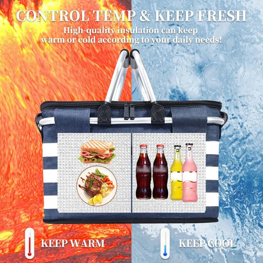 Leakproof Collapsible Picnic Insulated Cooler Bag With Lid