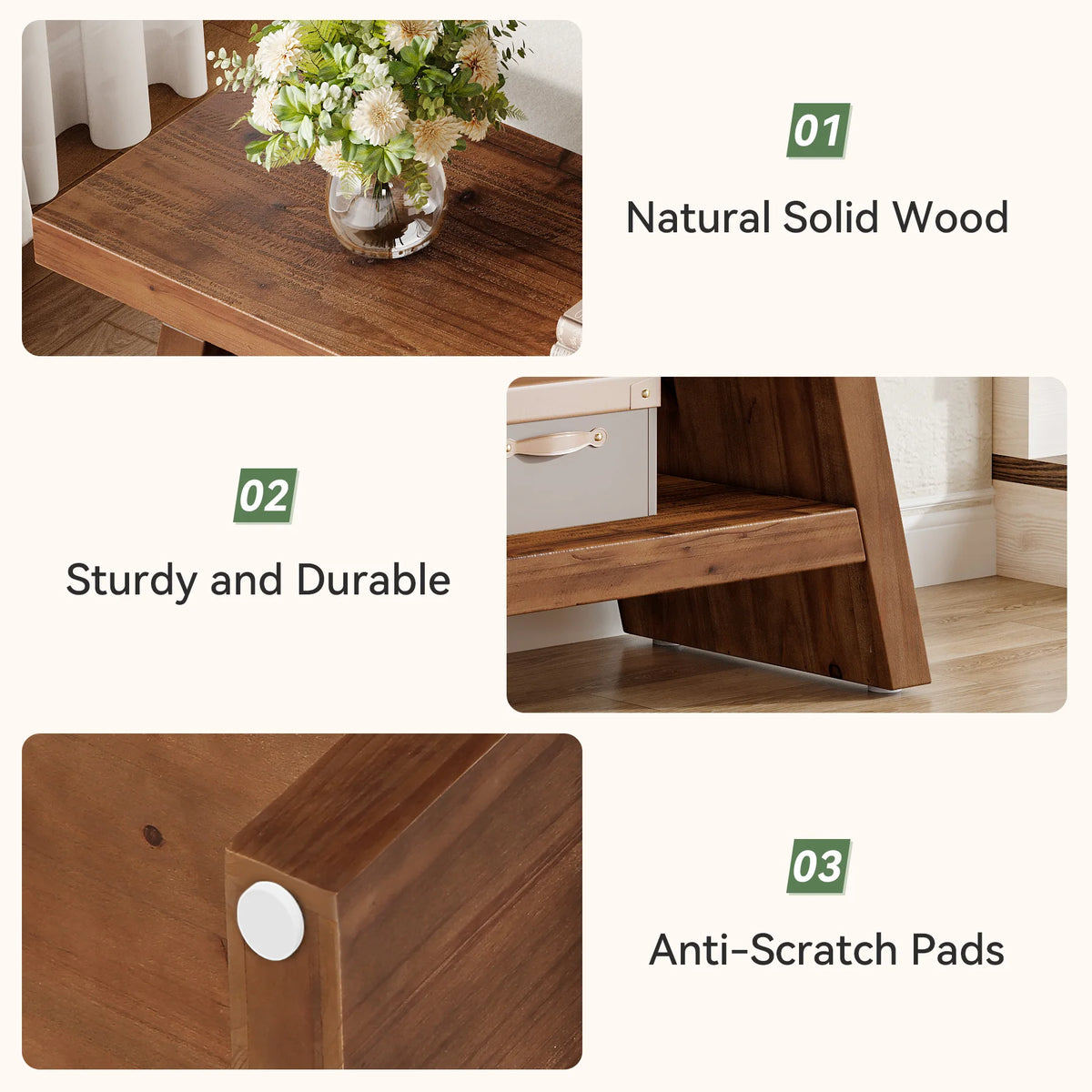 Tribesigns Two Tier Solid Wood Entryway Storage Bench