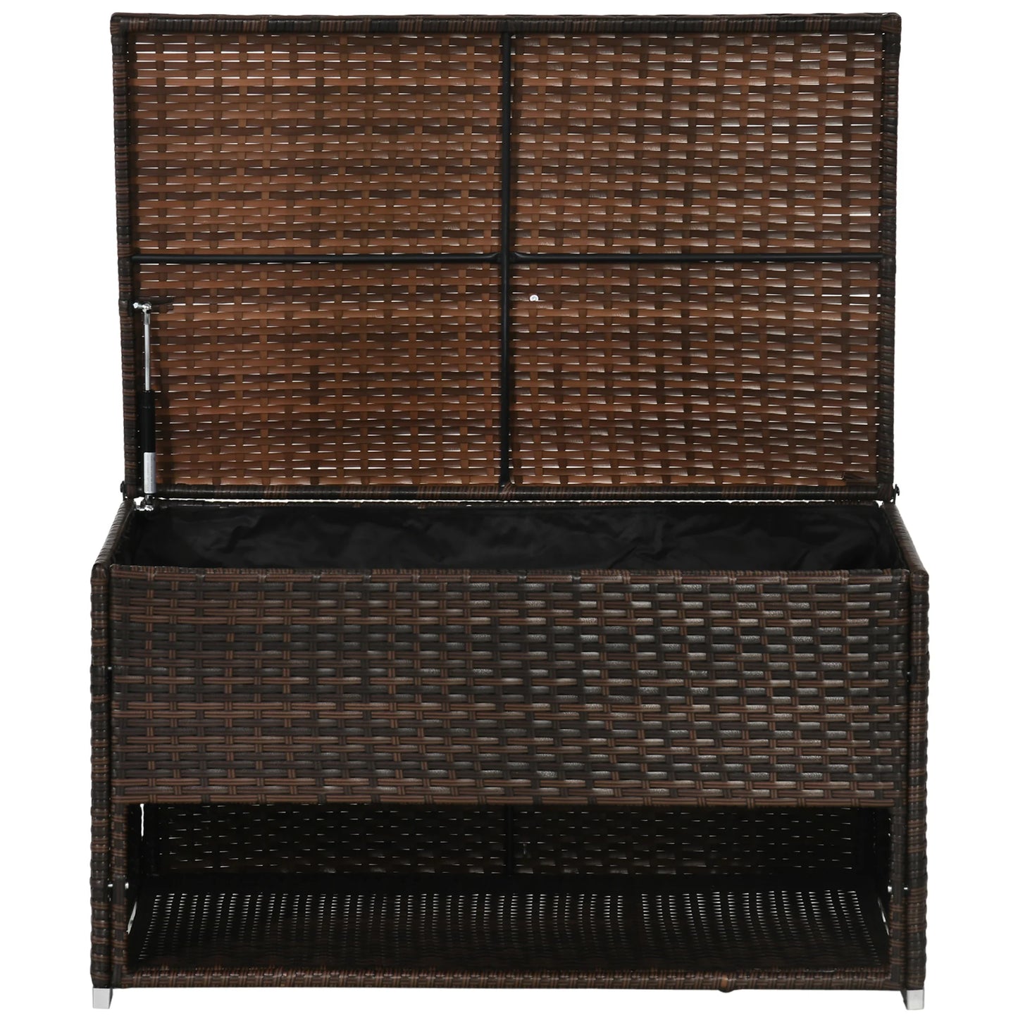 Outsunny Outdoor Towel Rack for Pool, W/ Shoe Layer & Inner Liner, Brown