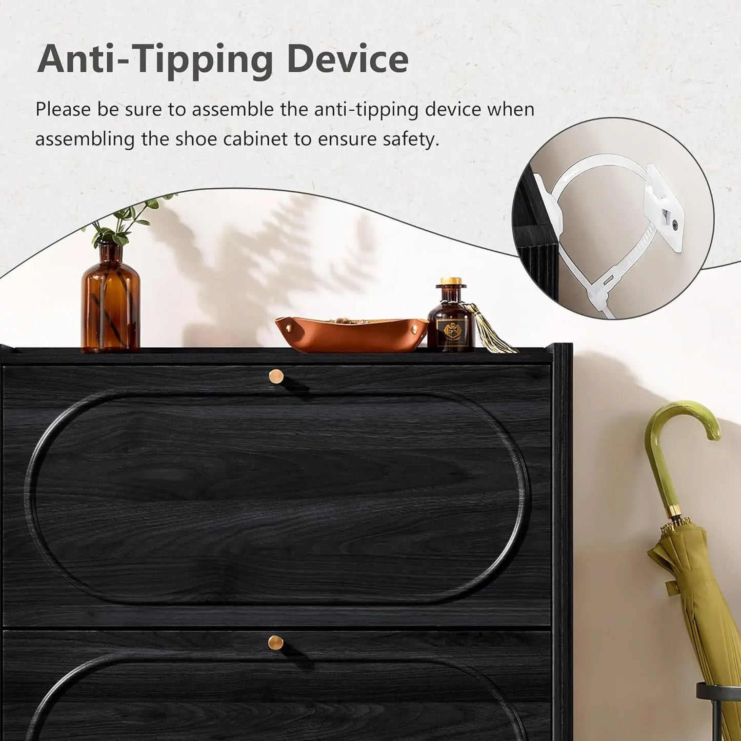 XIAOLANG Shoe Storage Cabinet With 2 Flip Drawers For Entryway