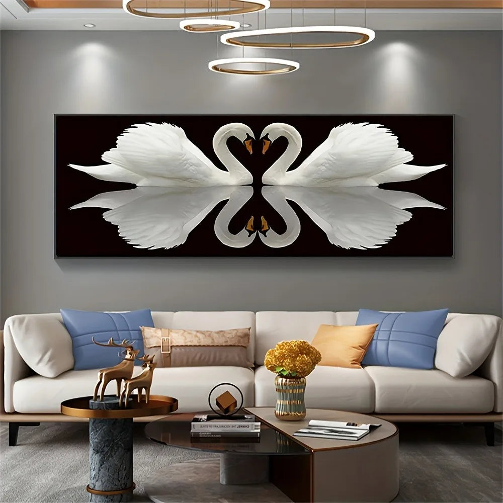A Whooper Swan poster: Art animal print home decor suitable for the interior, 1.5 inch thick pine solid wood frame