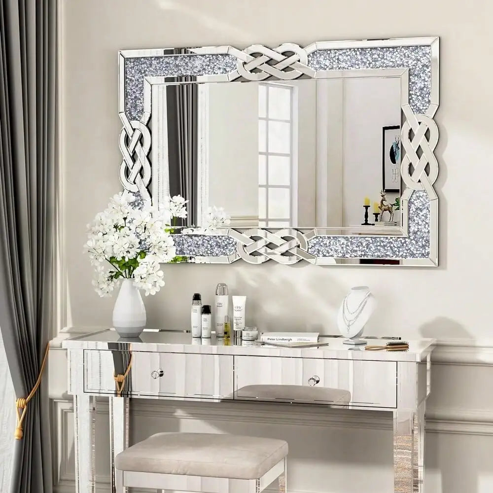 Crystal Crush Diamond Accent Mirror For Wall Decor