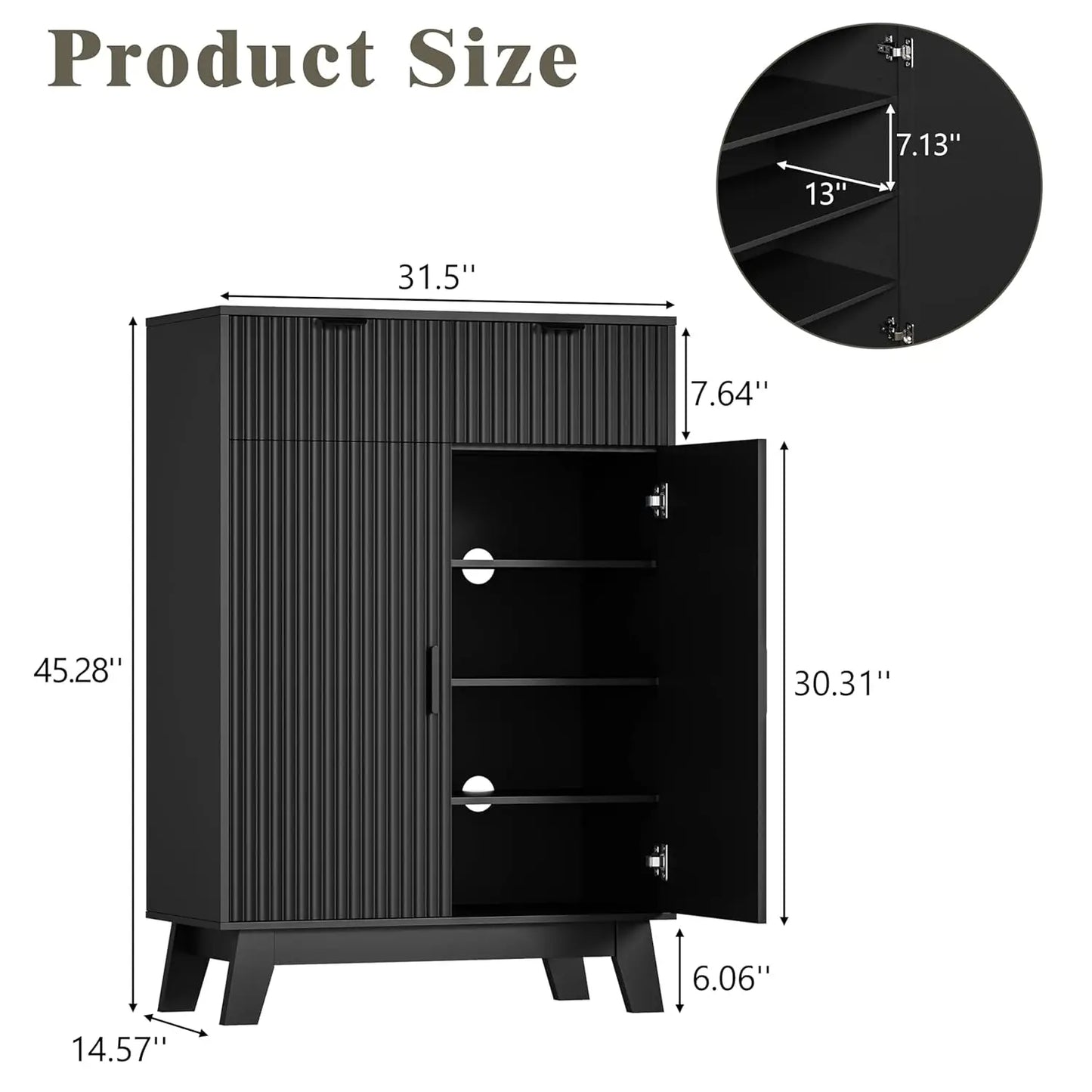 Shoe Cabinet Storage for Entryway with Doors, 4 Tier Fluted Shoe Organizer with 2 Drawers, Entryway Shoe Storage with, Custom