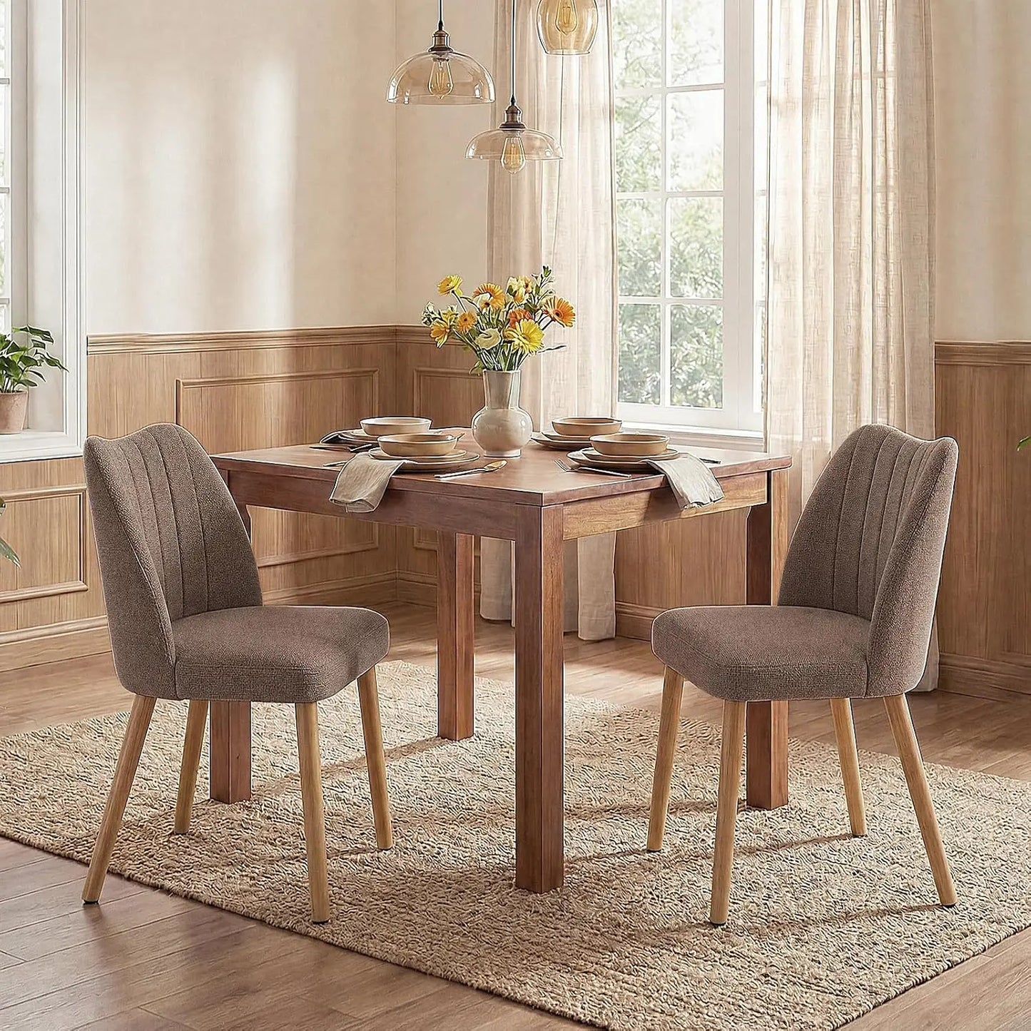 HiMISS Mid Century Modern Upholstered Dining Chairs Pair